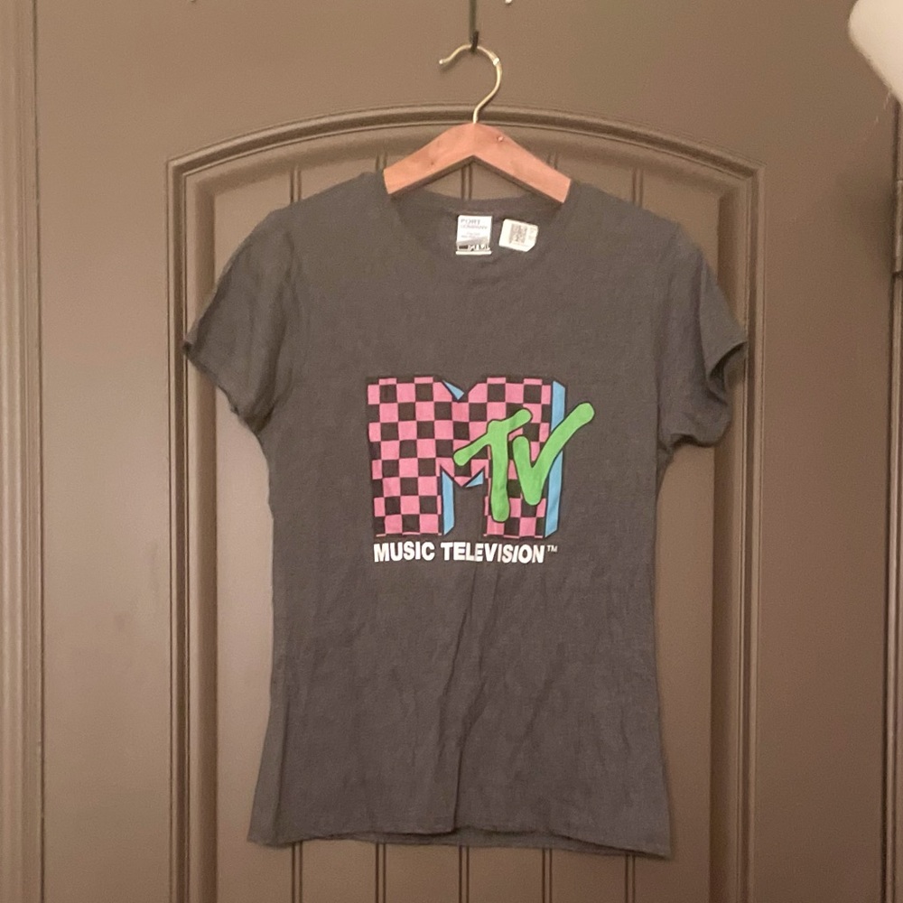 Retro MTV Brand T-Shirt Fitted 80s 90s Theme Party Size M